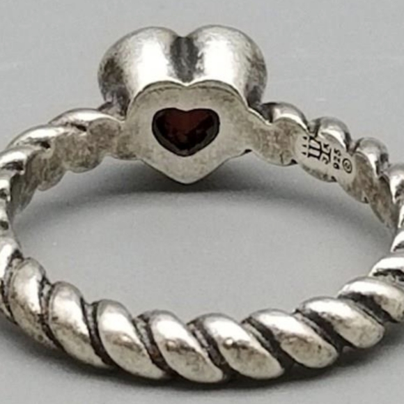 James Avery garnet heart twisted wire ring - Picture 2 of 4